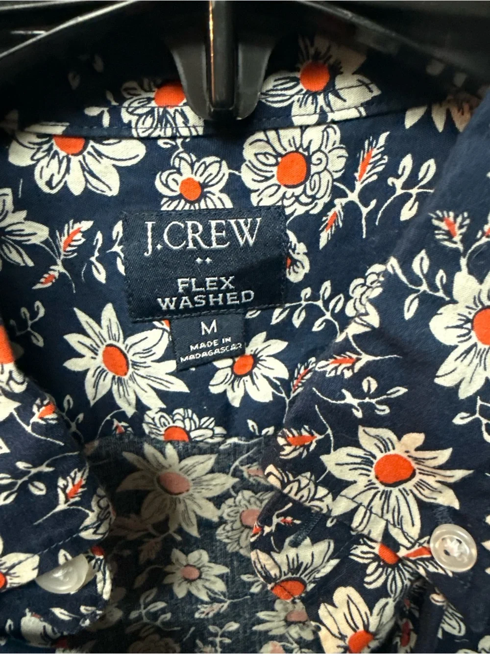 J. Crew Navy Short-Sleeve Floral Button-Down Shirt